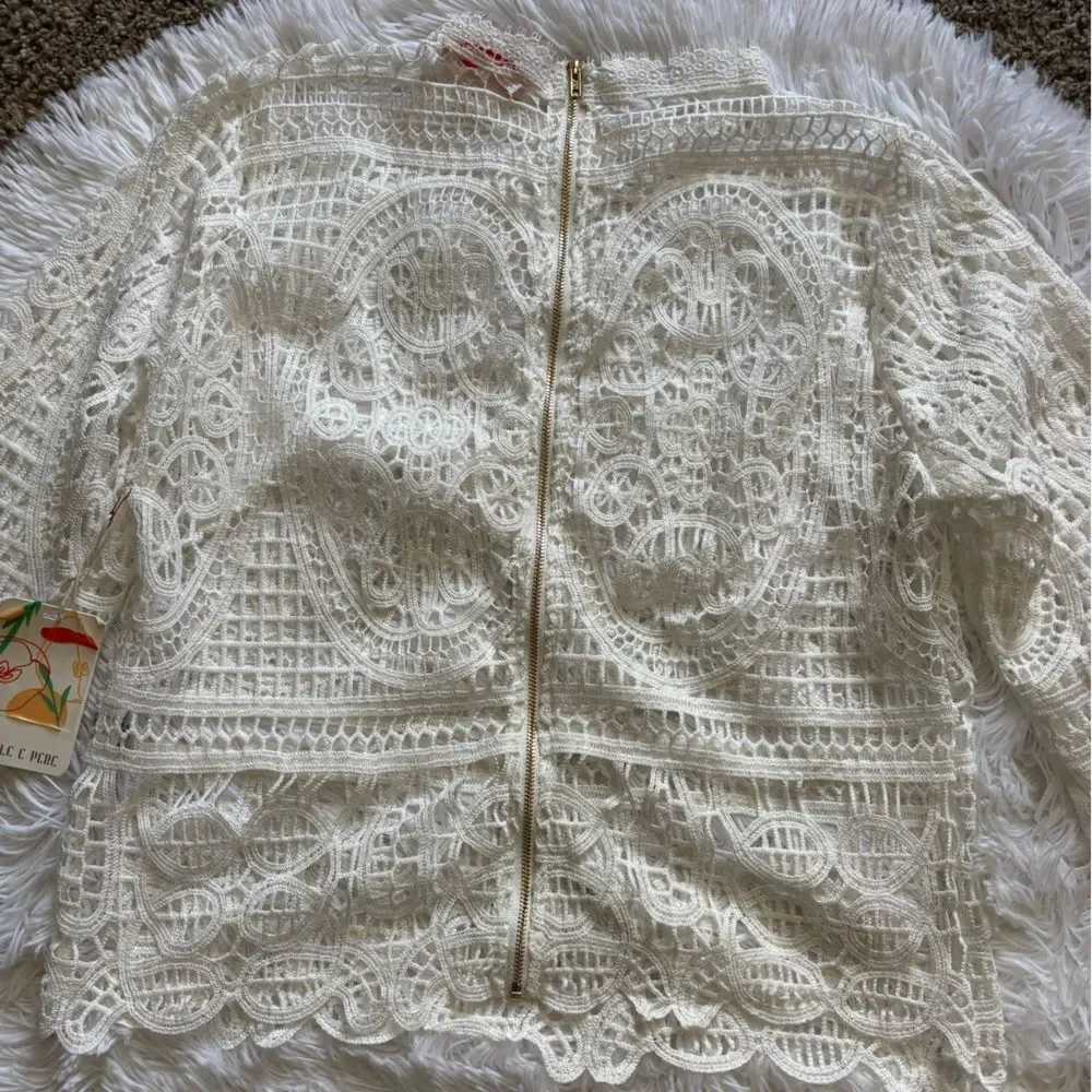 Mele & Pere Top New Lace Bell‎ Sleeves White Womens Size Medium